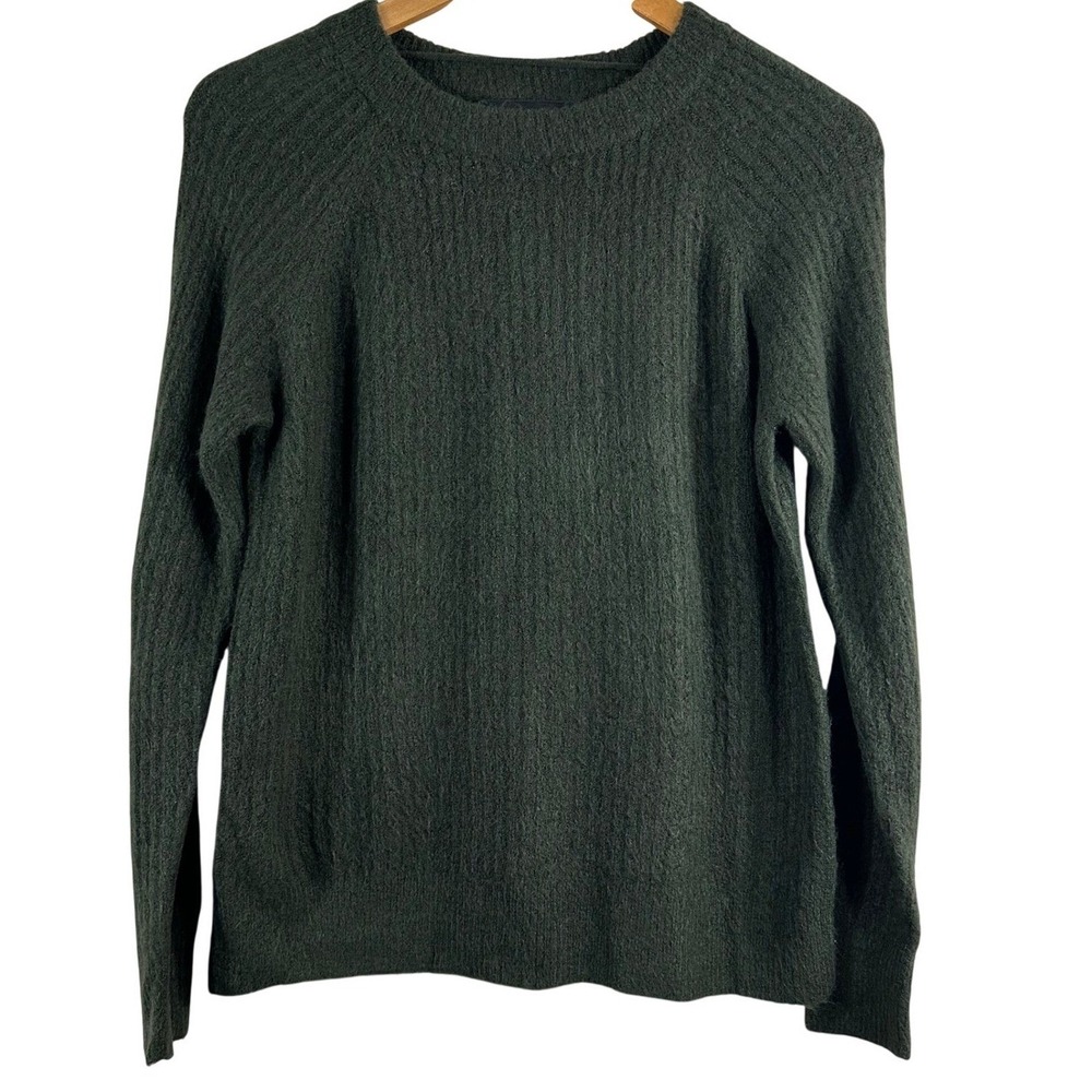 Vero Moda Womens XS Forest Green Ribbed Knit Raglan Sleeve Crewneck Sweater